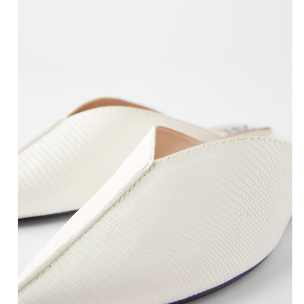NWT Zara Animal Embossed Leather White Mules - Picture 4 of 8